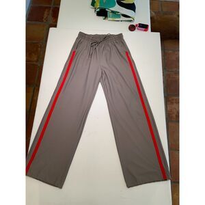 Tiger Friday Wide Leg Track Pants – Taupe w/ Red & Leopard Side Stripe